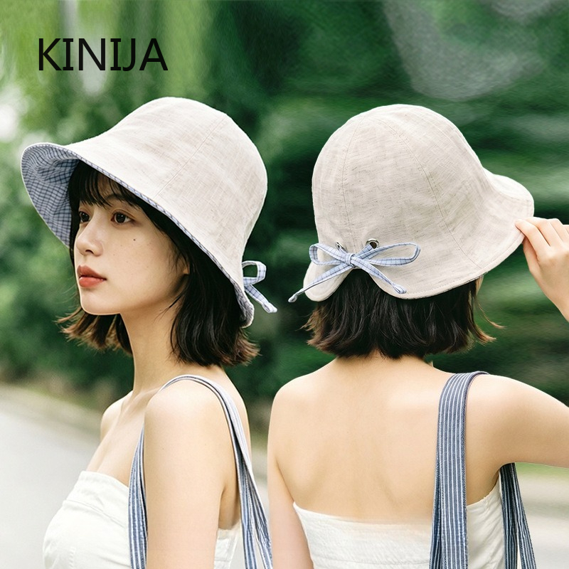 Bucket Hat Embroidered - Topi Nelayan Wanita Kasual Bernapas, Topi