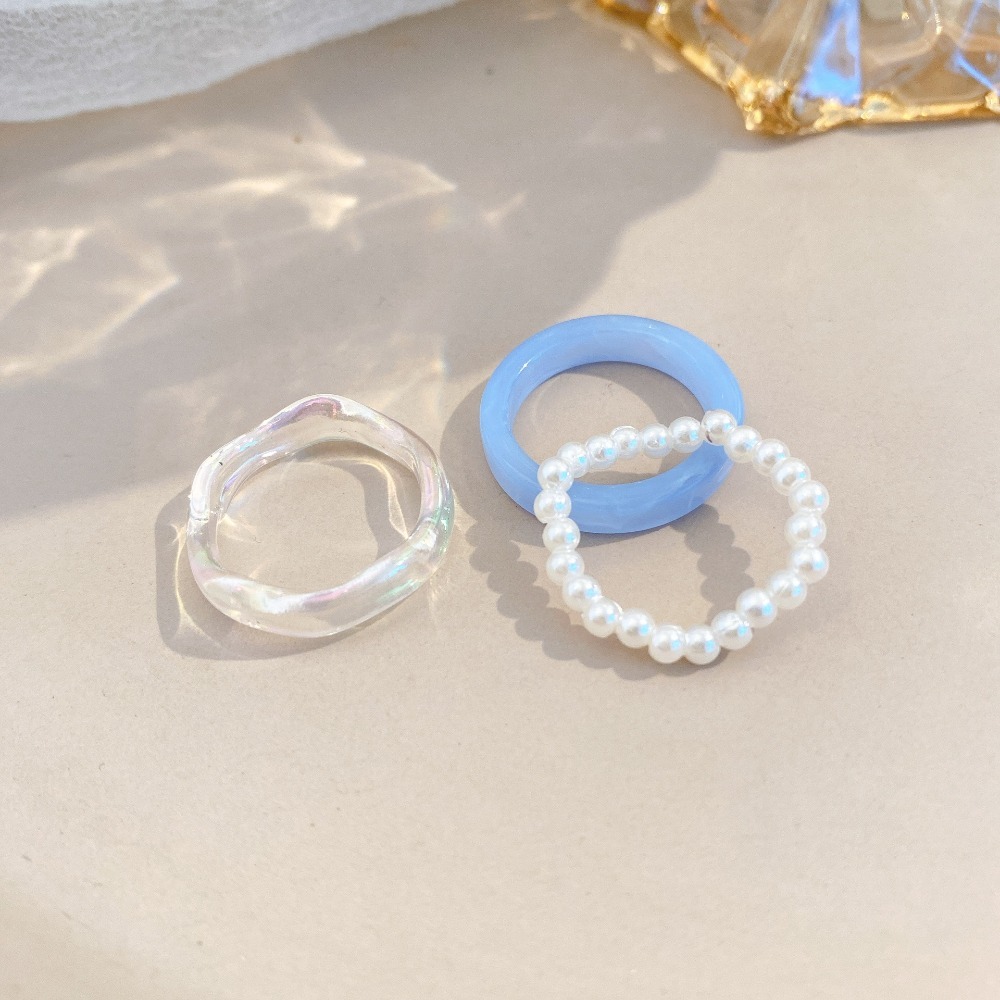Street Fashion Essentials - Manik-manik Akrilik, Cincin Resin Gaya Korea,