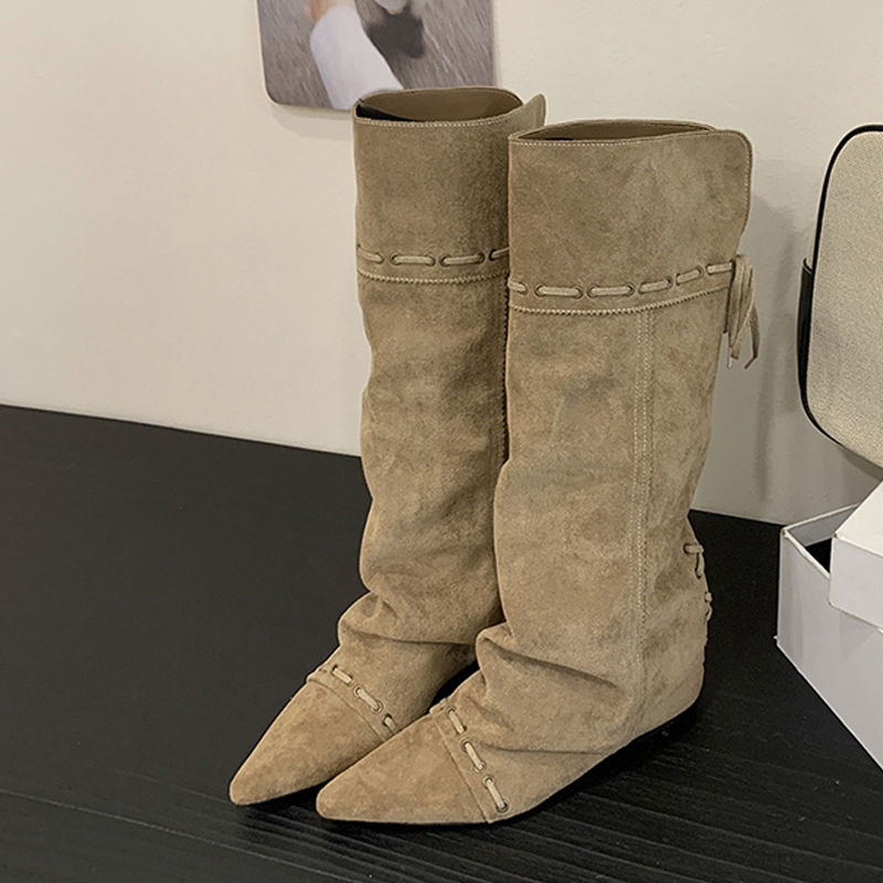 Street Fashion Vintage - Liyke Sepatu Bot Setinggi Lutut Berenda