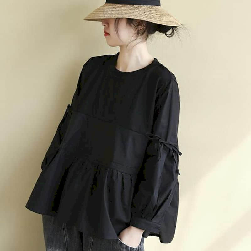 Longline Tee Oversized - Kaos Wanita Polos Oversized dengan Detail