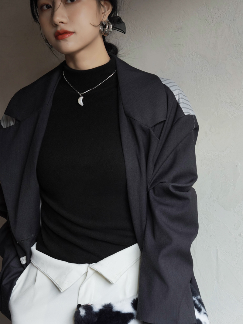 Longline Tee Oversized - Kaos Wanita Gaya Klasik Kerah Semi