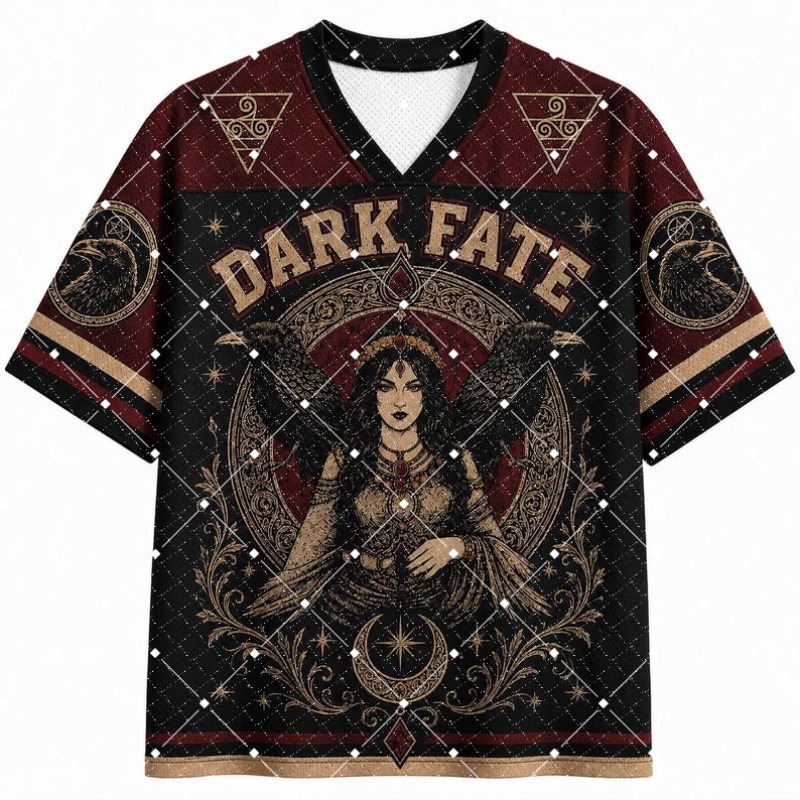 Street Fashion Baggy - Kaos Jersey V-Neck Motif Dark Fate