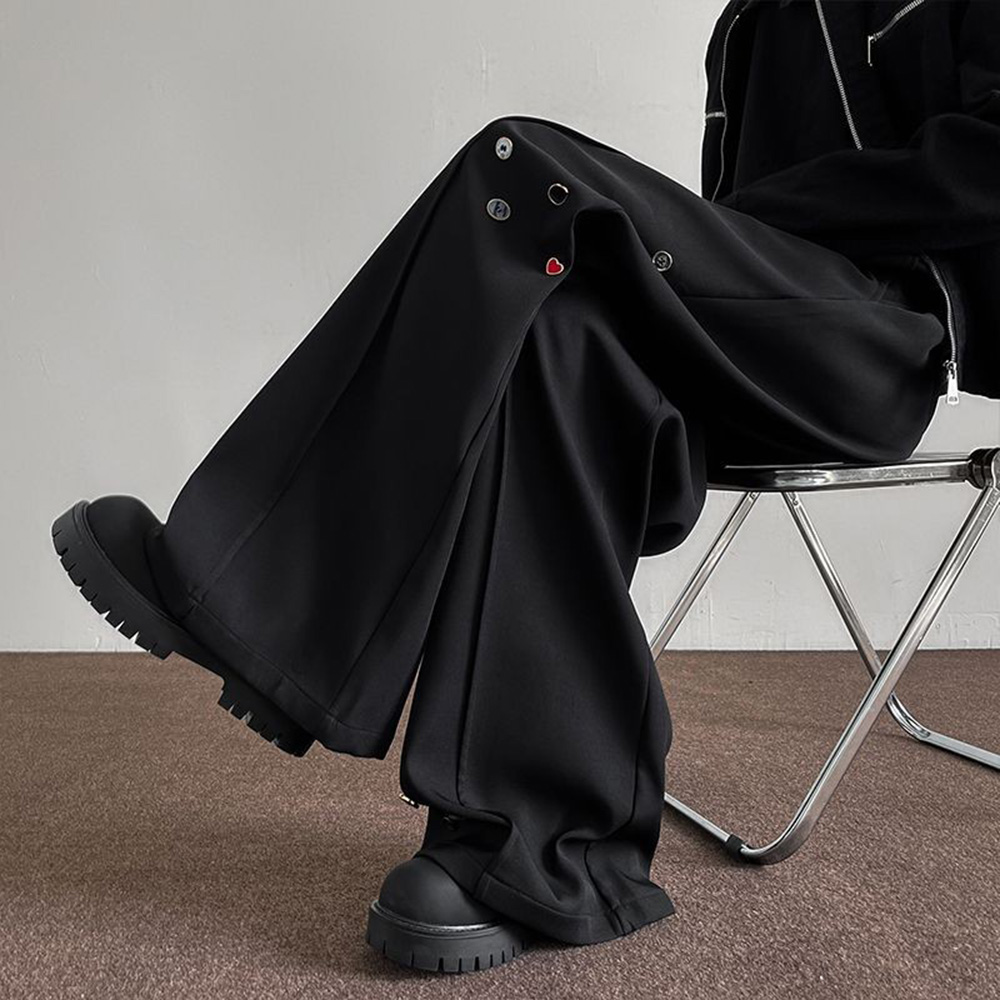 Street Fashion Men 2025 - Celana Panjang Pria Dekorasi Kancing Celana