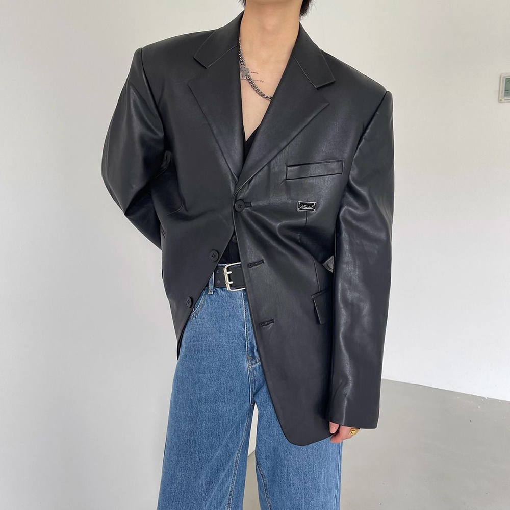 Street Fashion Men 2025 - Jaket Kulit PU Lengan Panjang Pria