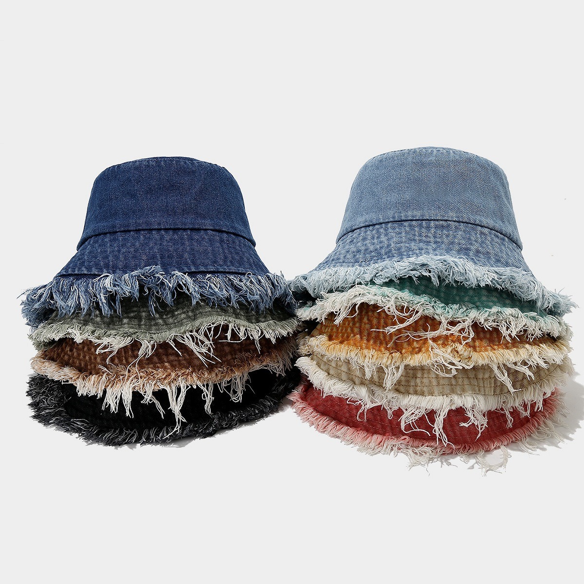 Bucket Hat Embroidered - Topi Ember Musim Panas Denim Dicuci