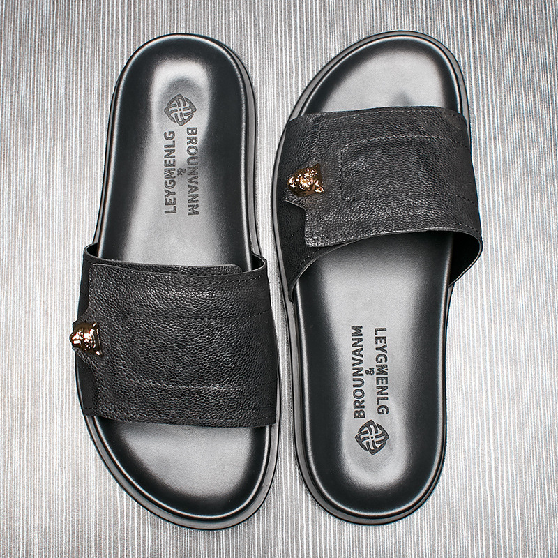 Street Fashion Men 2025 - Sandal Kulit Asli Baru 2025 Sandal