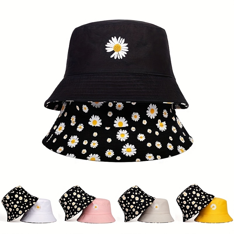 Topi Bucket dua sisi Daisy mus - Bucket Hat Embroidered ulasan dan harga