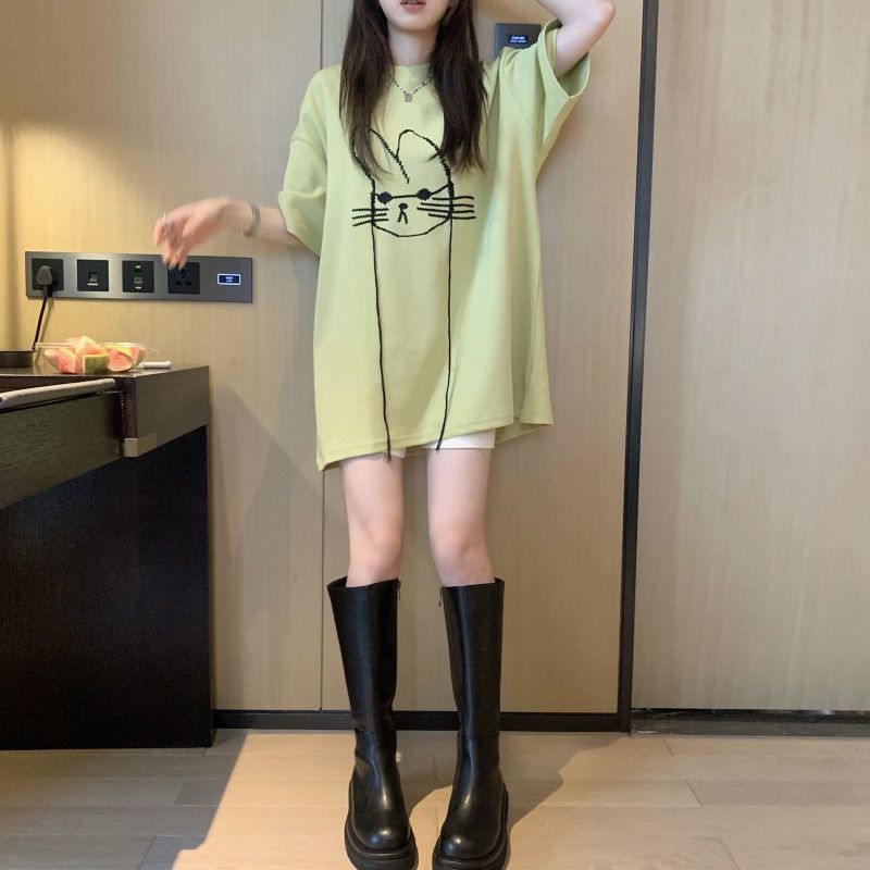 Kaus lengan pendek mengurangi  - Longline Tee Oversized ulasan dan harga
