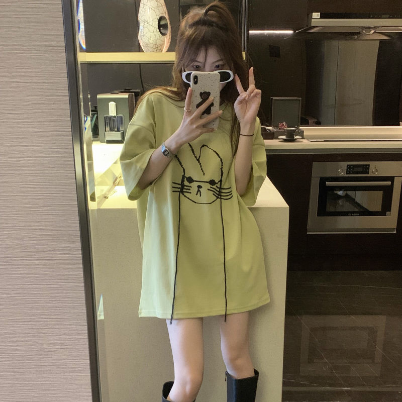 Kaus lengan pendek mengurangi  - Longline Tee Oversized ulasan dan harga