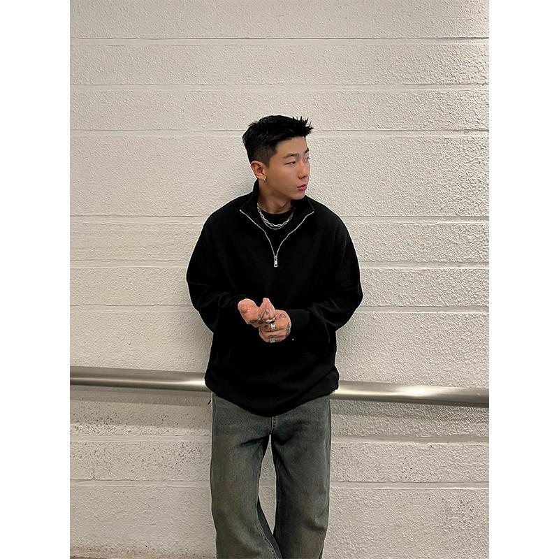 Kaus pria kerah tinggi, atasan - Longline Tee Oversized ulasan dan harga