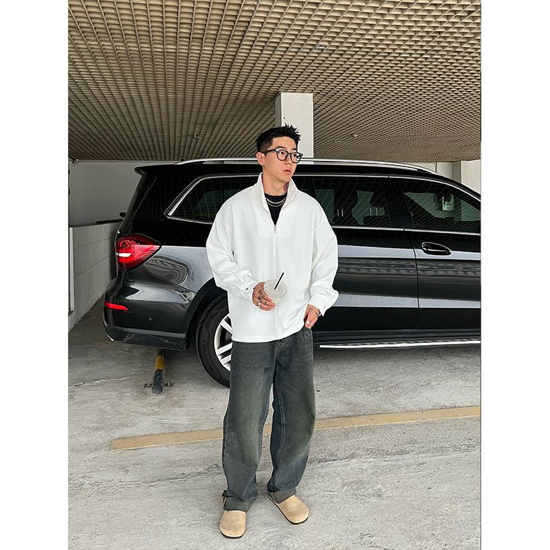 Kaus pria kerah tinggi, atasan - Longline Tee Oversized ulasan dan harga