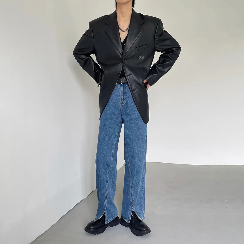 Jaket Kulit PU Lengan Panjang  - Street Fashion Men 2025 ulasan dan harga