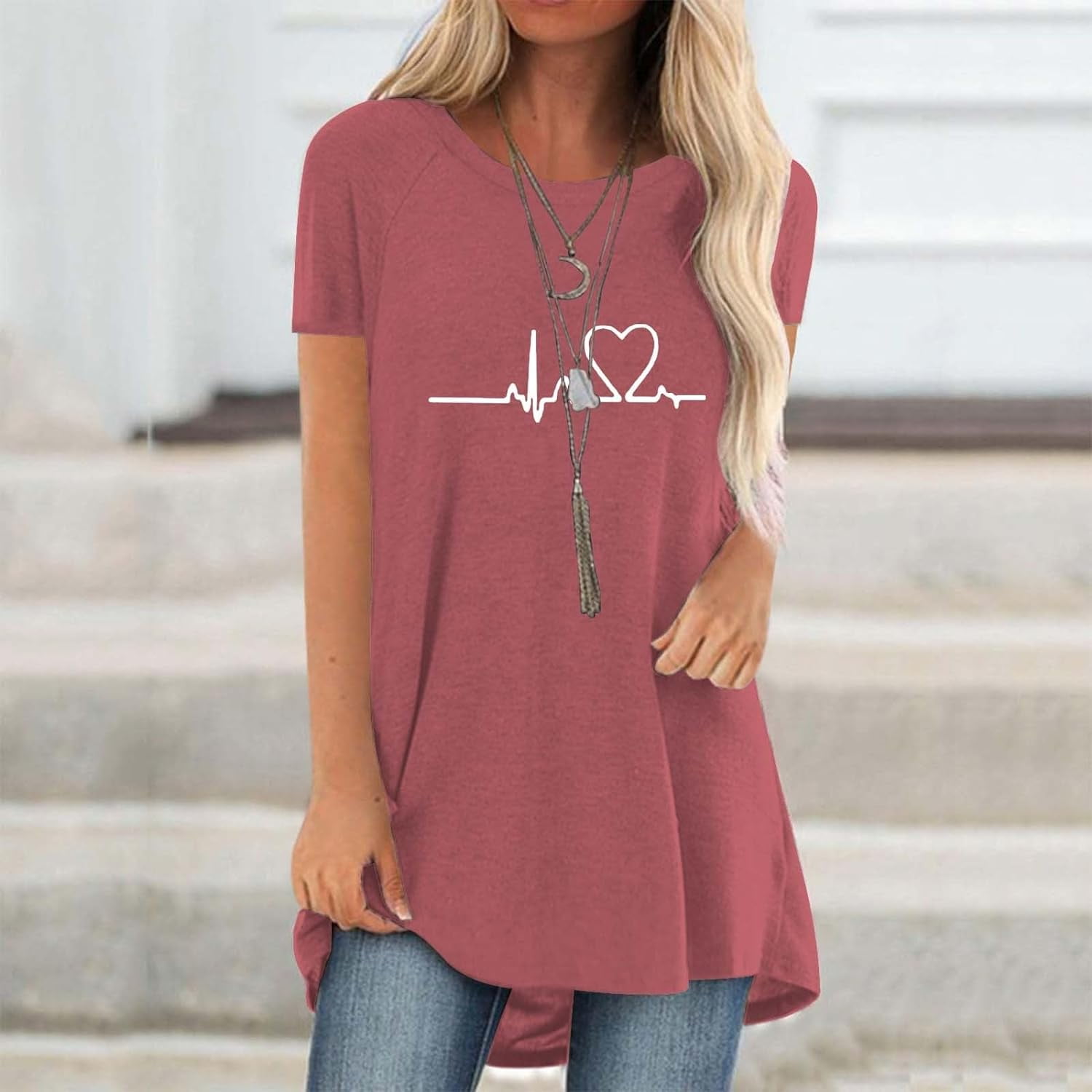 T-shirt motif 3D grafik cinta  - Longline Tee Oversized ulasan dan harga