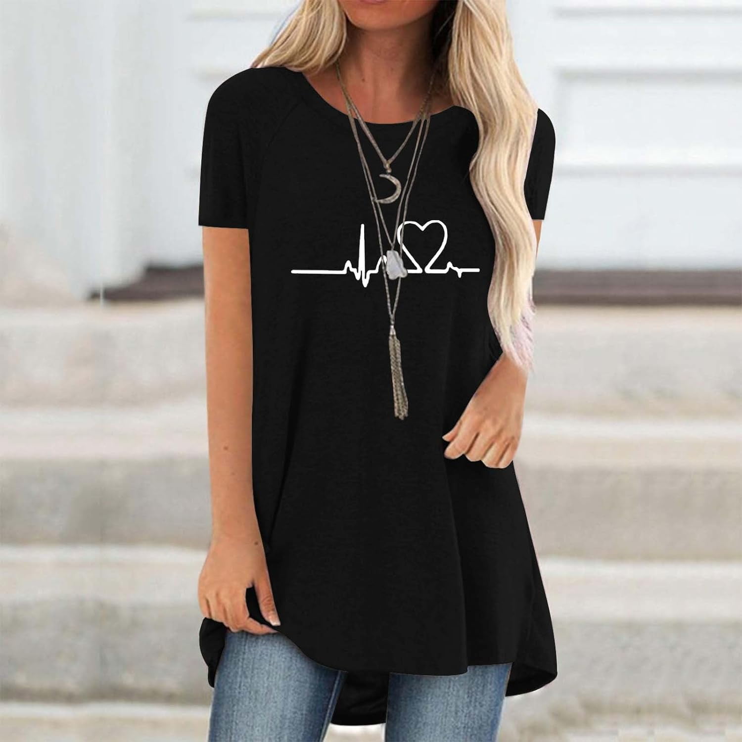 T-shirt motif 3D grafik cinta  - Longline Tee Oversized ulasan dan harga