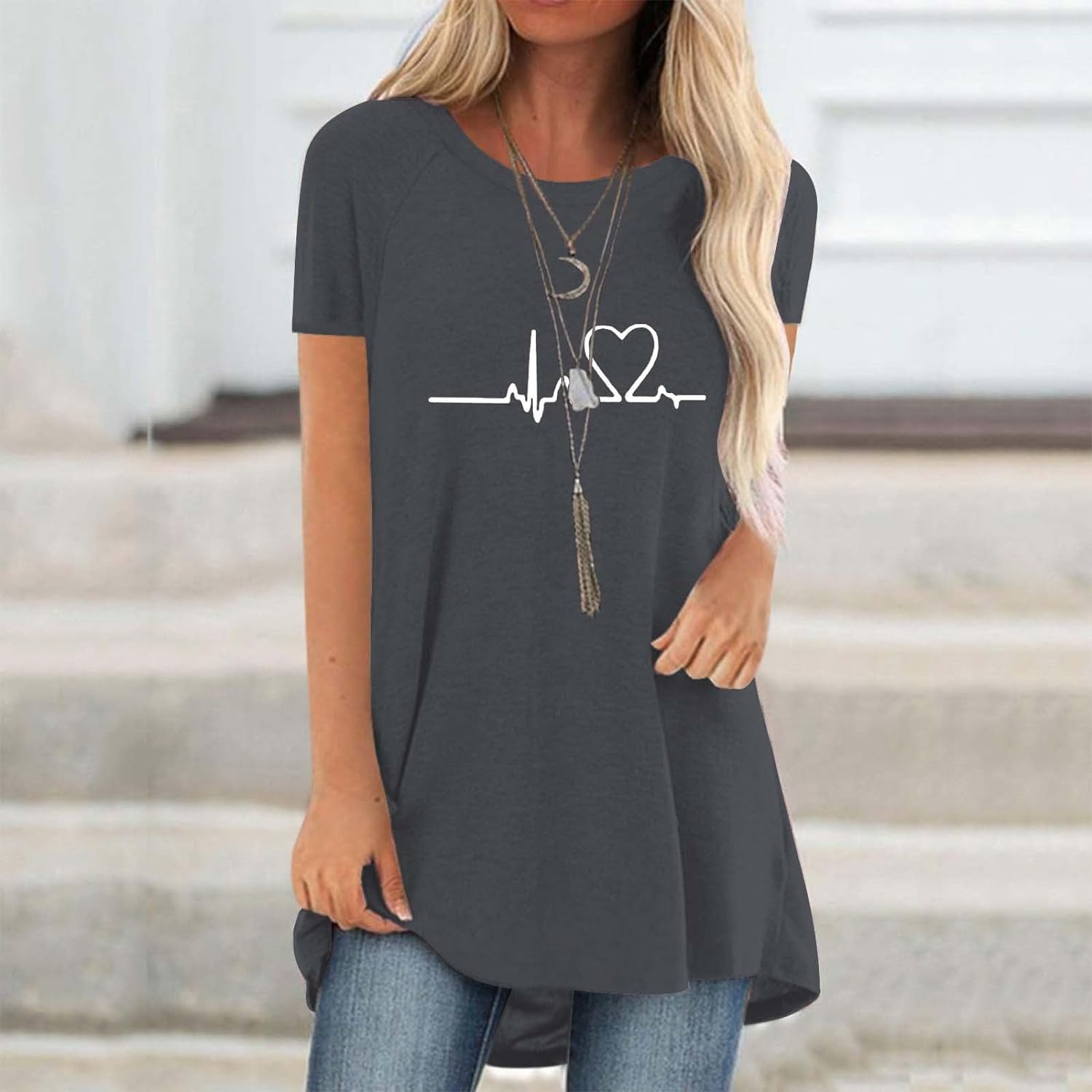 T-shirt motif 3D grafik cinta  - Longline Tee Oversized ulasan dan harga