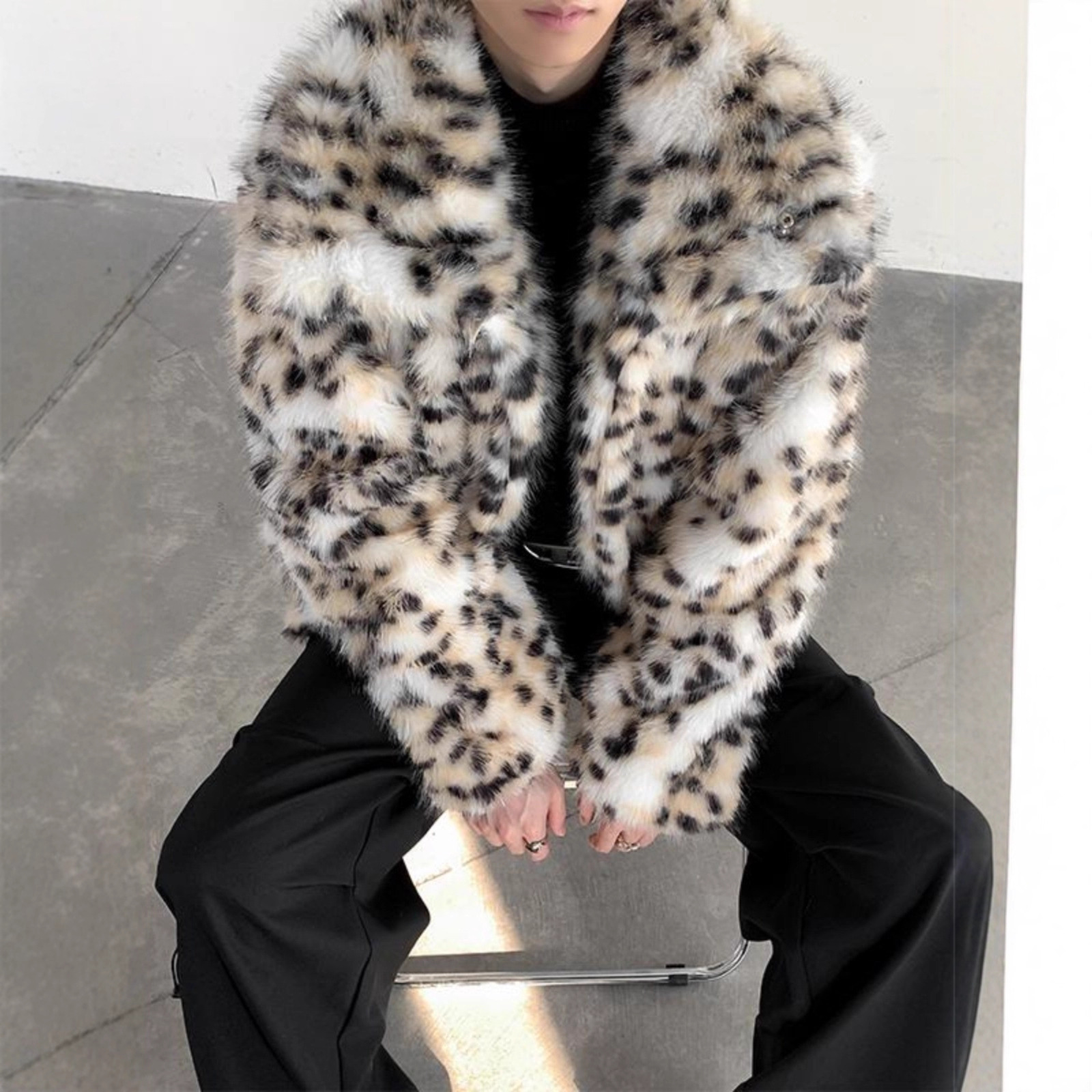 Jaket Bulu Imitasi Leopard Mew - Street Fashion Men 2025 ulasan dan harga