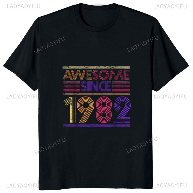 Kaus cetak Vintage 1982 edisi  - Street Fashion Baggy ulasan dan harga