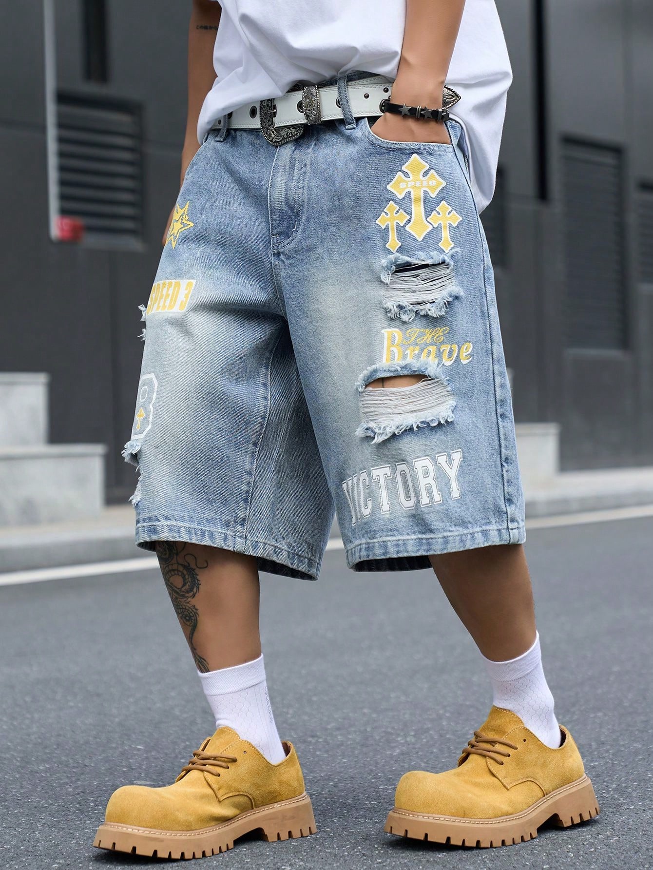 Celana Pendek Denim Pria Model - Street Fashion Baggy ulasan dan harga