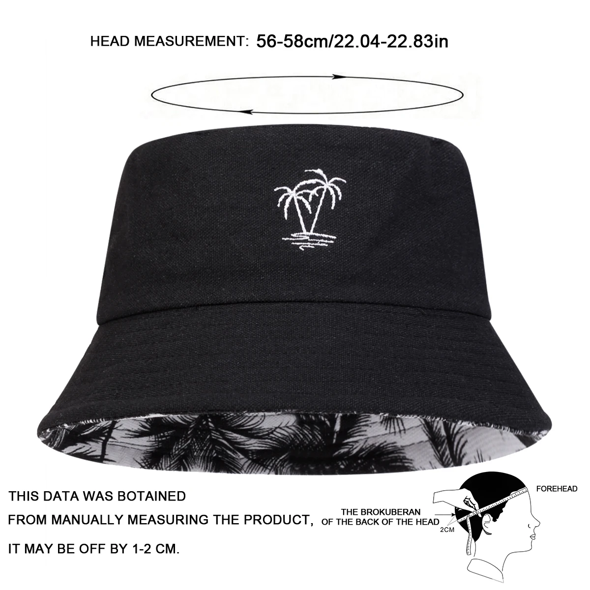 Topi Bucket Bordir Pohon Kelap - Bucket Hat Embroidered ulasan dan harga